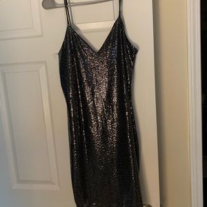 Black and Silver Sequin Cocktail Dress